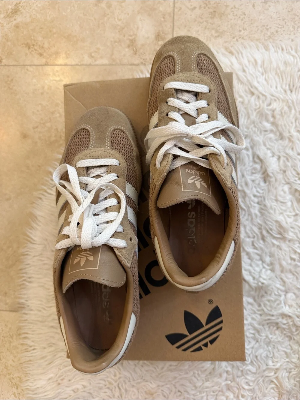 adidas samba OG ‘Cardboard’ color Mesh & Suede Sneakers with White Stripes - Picture 5 of 13